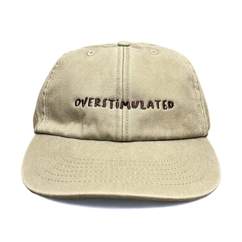 Vivian Flytrap Unisex Overstimulated Gewaschen Bestickt Dad Baseballkappe - Beige von Vivian Flytrap
