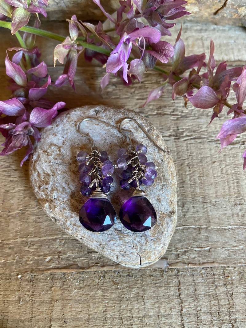Amethyst Edelstein Silber Handgemachte Ohrhänger von VivianRDesigns