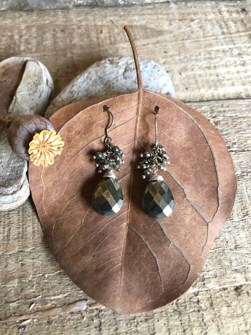 Pyrit Edelstein Silber Handgemachte Ohrhänger von VivianRDesigns