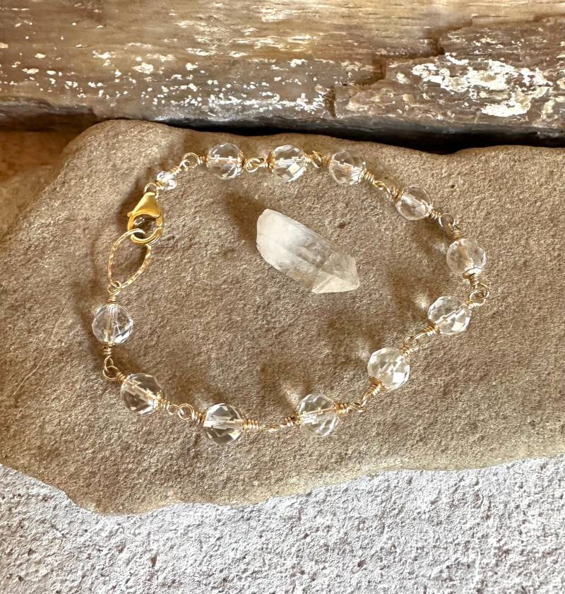 Quarz Kristall Edelstein Gold Handgefertigte Armband von VivianRDesigns