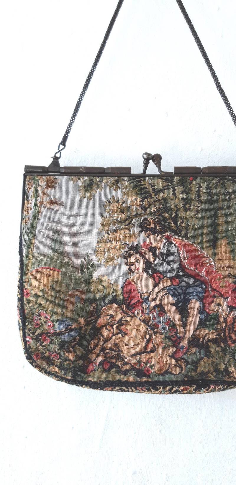 Vintage 1940S Gobelin Tasche Barocke Metalltasche Mit Kette von VivianVintage8