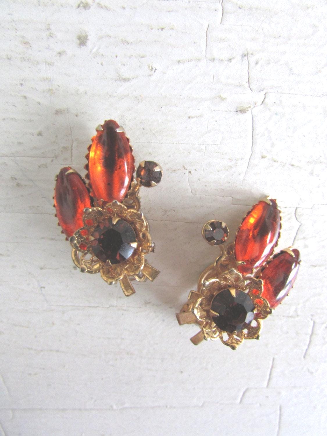 Vintage 1960S Strass Ohrclips von VivianVintage8