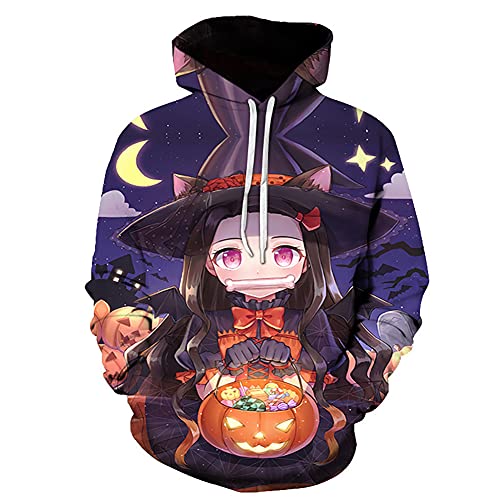 Hoodies Kimetsu no Yaiba Cosplay Kostüm Hoodies 3D Gedruckt Pullover Sweatshirt Jacke - - Small von Vivid Love