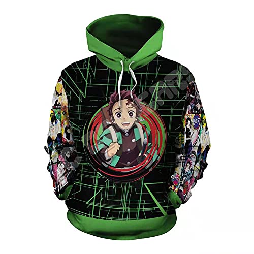 Hoodies Kimetsu no Yaiba Cosplay Kostüm Hoodies 3D Gedruckt Pullover Sweatshirt Jacke - - Small von Vivid Love