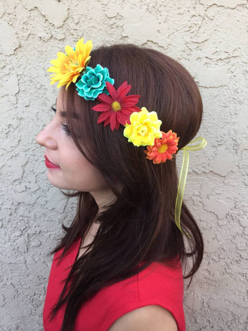 Fiesta Blumenkrone - Blumen Haarband Haarkranz Tiara Hochzeit Braut Blumenmädchen Junggesellinnenabzug von VividBloom