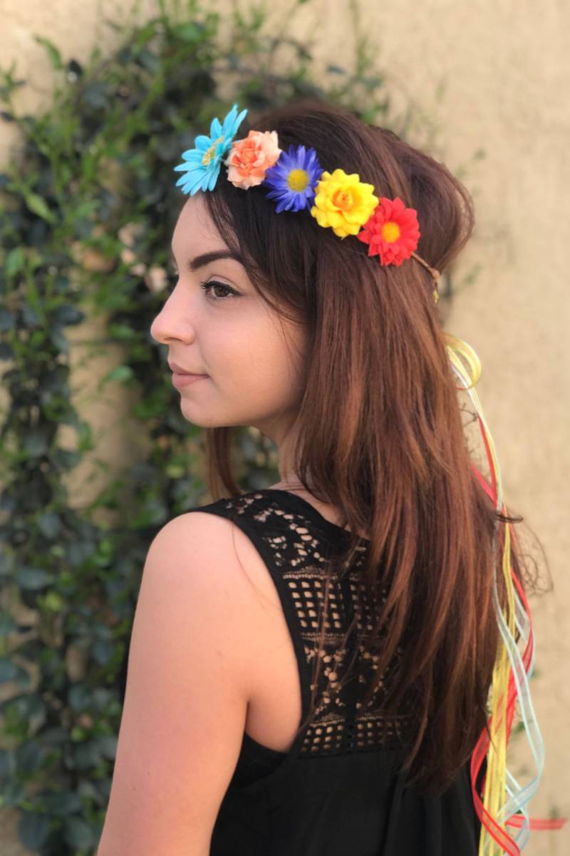 Fiesta Blumenkrone Stirnband - Blumen Haarkranz Tiara Hochzeit Braut Mädchen Junggesellinnenabzeichen Party von VividBloom