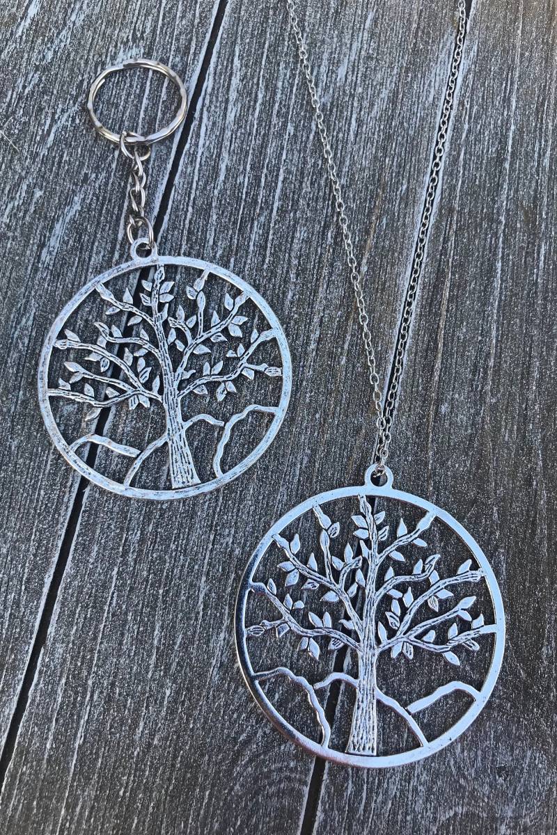 Silberfarbener Lebensbaum Anhänger Schlüsselanhänger - Silber Baum Des Lebens Charm Schlüsselring J1001 von VividBloom