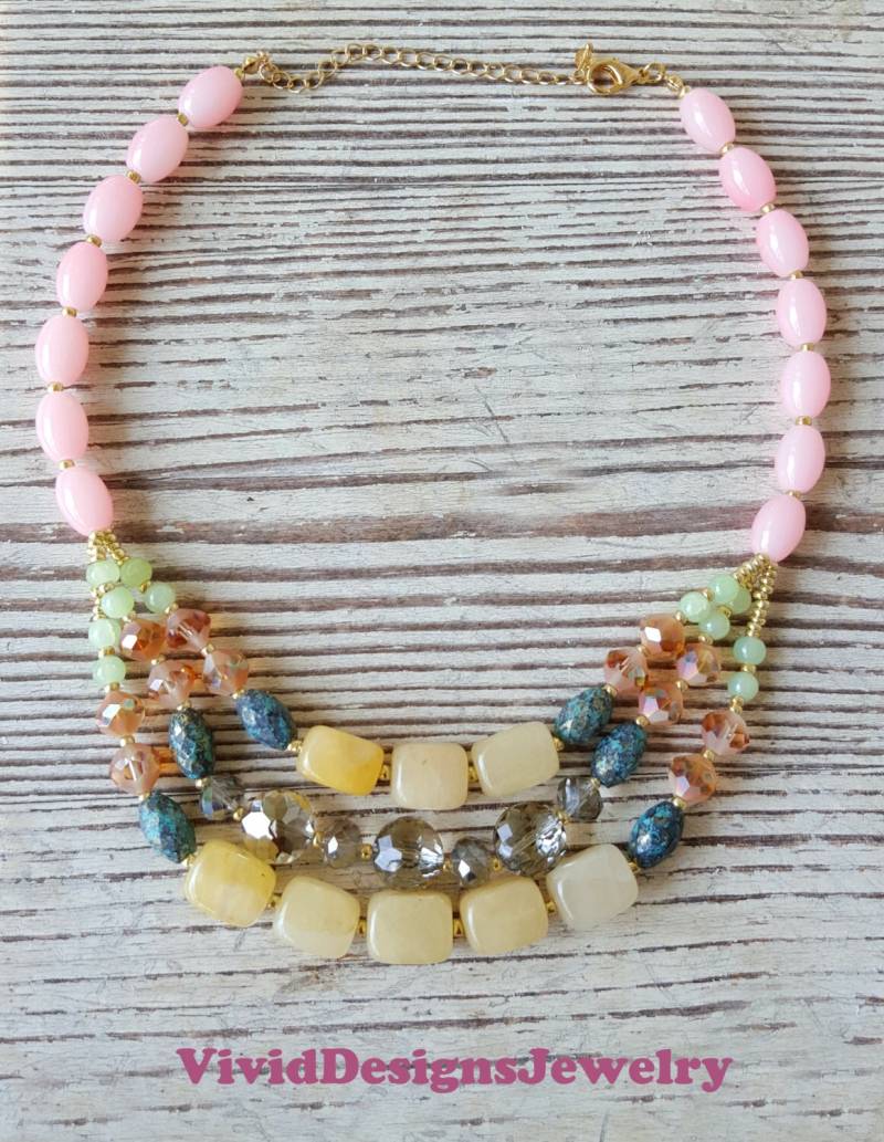 Figli Layer Halskette - Layered Hope Statement Perlen Kette von VividDesignsJewelry