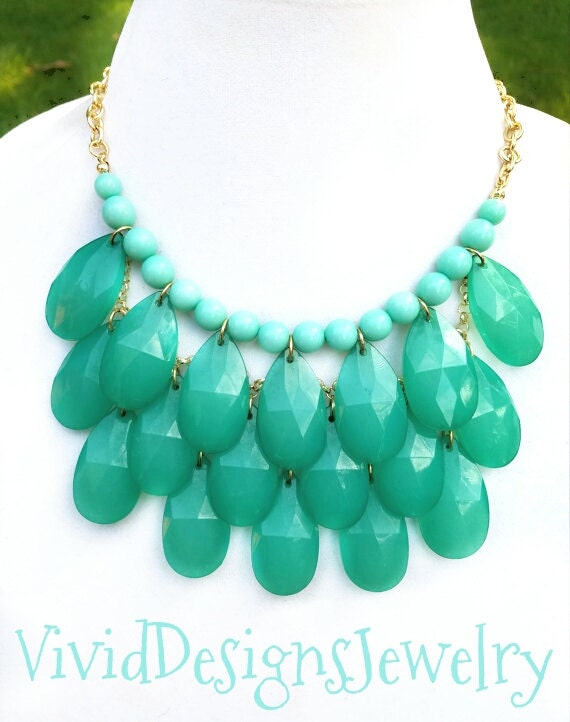 Lätzchen Statement Halskette - Blase Teardrop Perlen Stormy Seas Mint Schmuck Lätzchen Statement Halskette - Blase Teardrop Perlen Stormy Seas Mint Schmuck von VividDesignsJewelry