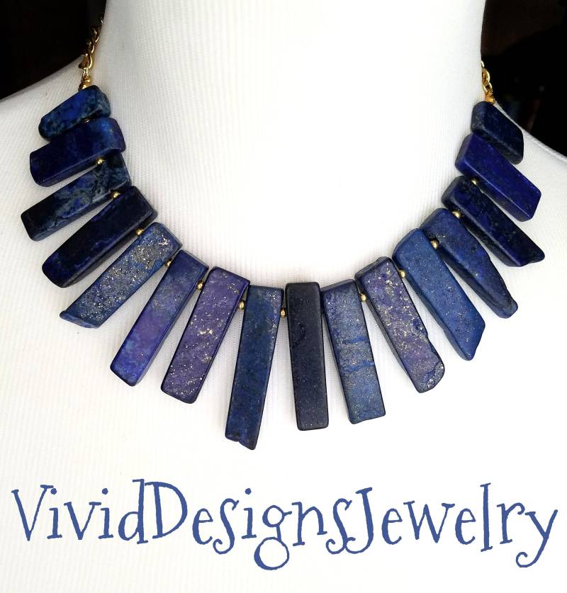 Navy Blau Jaspis Spike Statement Halskette - Dark Blue Imperial Stick Punkt Hochzeit Edelstein Navy Blau Jaspis Spike Statement Halskette - Dark Blue Imperial Stick Punkt Hochzeit Edelstein von VividDesignsJewelry