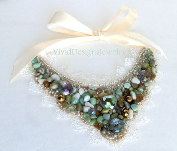 Seafoam Green Bib Statement Halskette - Multi Color Mint Sea Foam Briolette Chunky Seafoam Green Bib Statement Halskette - Multi Color Mint Sea Foam Briolette Chunky von VividDesignsJewelry