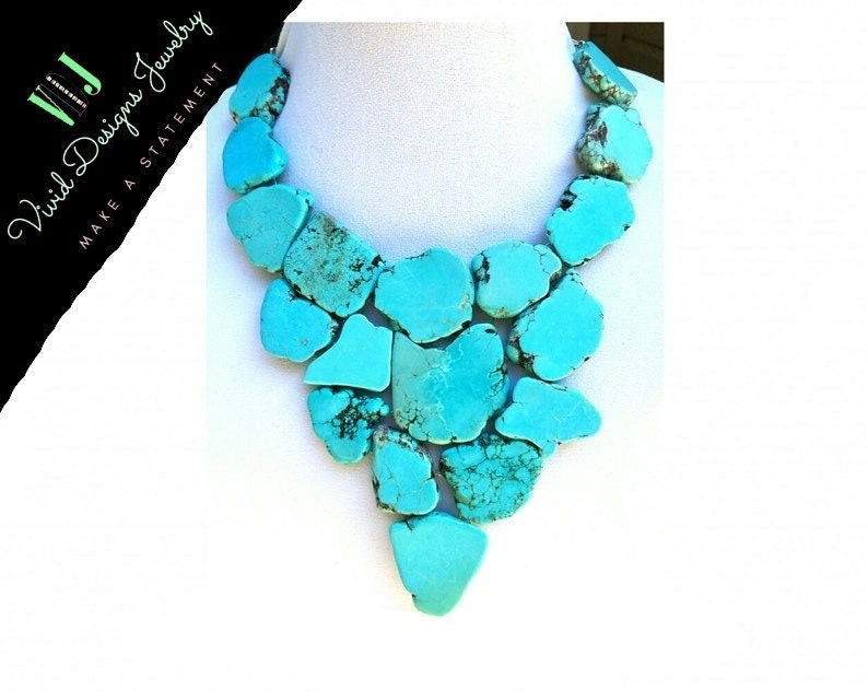 Türkis Dreieck Halskette - Schmuck -statement -Bib Bib Geschenk Halsketten Für Frauen von VividDesignsJewelry