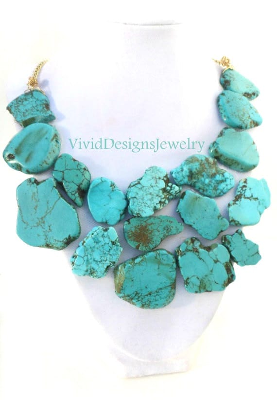 Türkis Statement Halskette - Bubble Stein Chunky Halskette-Big Bold Lätzchen von VividDesignsJewelry