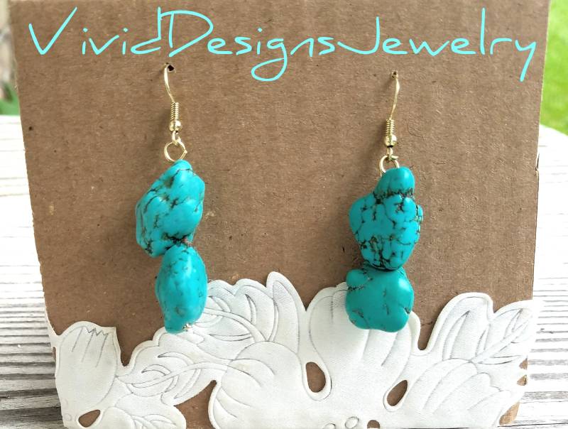 Turquoise Nugget Statement Ohrringe - Türkis Blaue Perlenohrringe Baumeln Schmuck Turquoise Nugget Statement Ohrringe - Türkis Blaue Perlenohrringe Baumeln Schmuck von VividDesignsJewelry