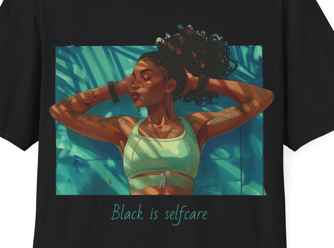Europe - T-Shirt | B/W Black Is Selfcare. Love Yourself, Relax. Afro Design For Women. Melanin Affirmation von VividVibePOD