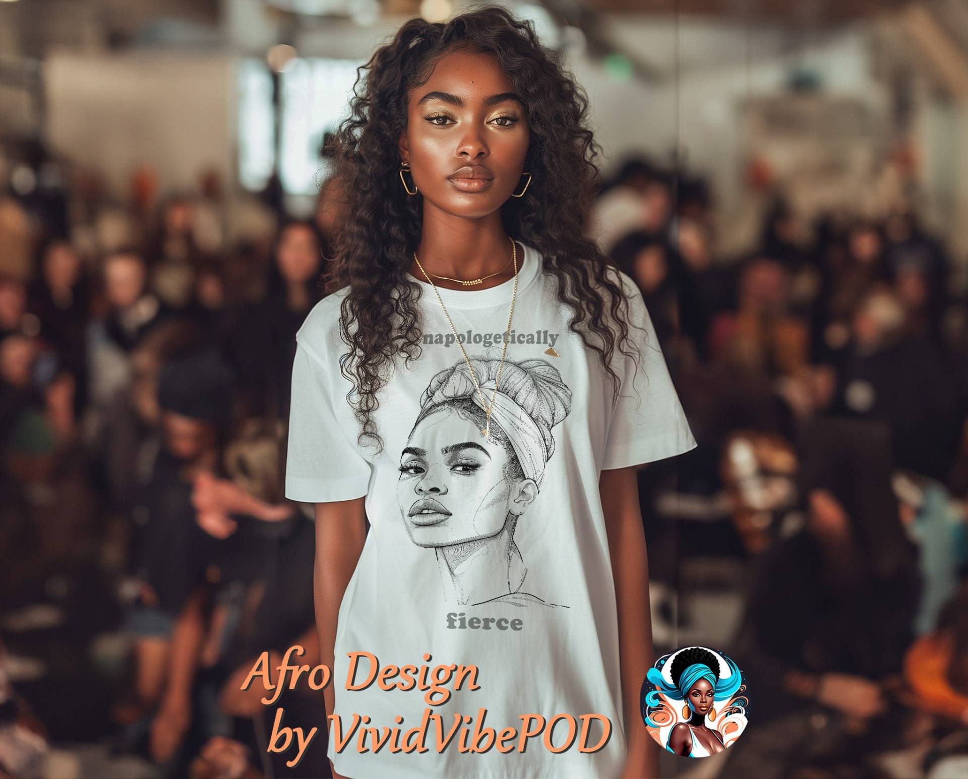 White T-Shirt - Unapologetically Fierce. Afro Design. Gift For Her von VividVibePOD