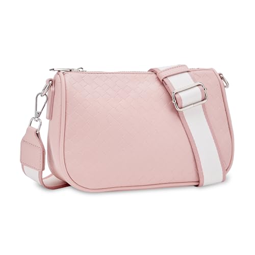 Vividora Crossbody Bag Damen Kleine,PU Leder Handtasche Damen Umhängetasche mit Breitem Gurt Reißverschluss,Handbags for Women Schultertasche Damen von Vividora