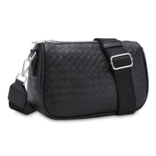 Vividora Crossbody Bag Damen Kleine,PU Leder Handtasche Damen Umhängetasche mit Breitem Gurt Reißverschluss,Handbags for Women Schultertasche Damen von Vividora