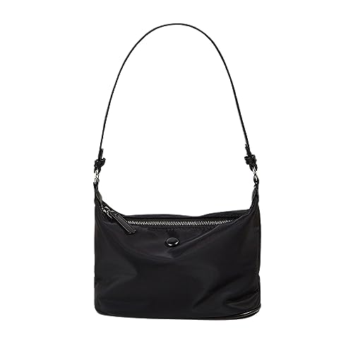 Vividora Umhängetasche Damen Handtasche Klein, Nylon Y2k Retro Achsel Tasche Fashion Unterarmtasche Für Frauen Teenager Mädchen Schwarz von Vividora