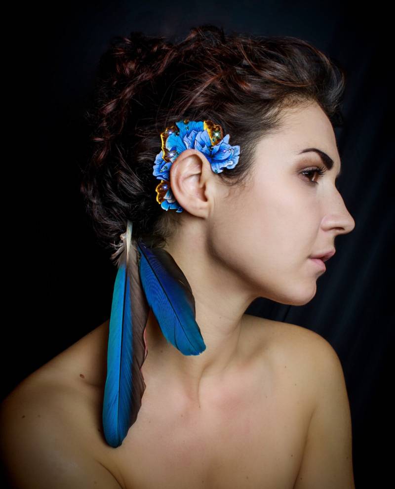 Flower Ear Cuff, Boho Ohrringe, Boho, Blau, Türkis, Gold Accessoires Flower Ear Cuff, Boho Ohrringe, Boho, Blau, Türkis, Gold Accessoires von VivienEsme