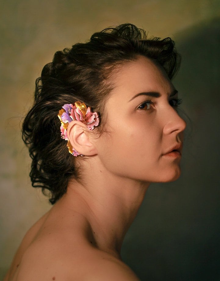 Lila Und Rosa Blume Boho, Boho, Ear Cuff, Cosplay, Märchen, Feenkostüm, Schmuck, Gold Lila Und Rosa Blume Boho, Boho, Ear Cuff, Cosplay, Märchen, Feenkostüm, Schmuck, Gold von VivienEsme