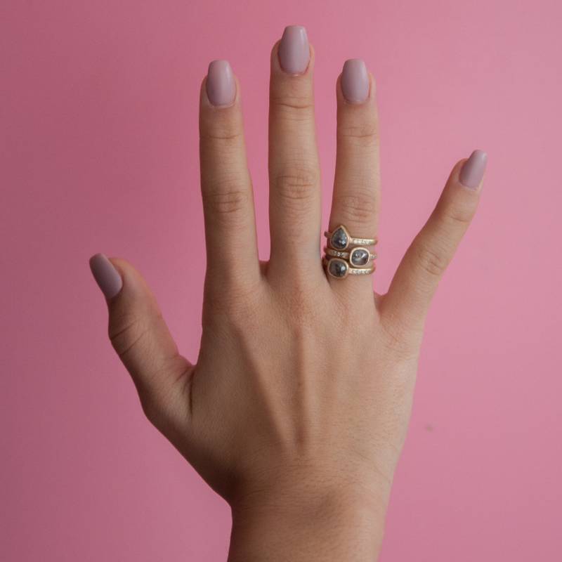 Rosenschliff Salz Und Pfeffer Diamant 585 Goldring Einzigartiger Verlobungsring von VivienFrankDesigns