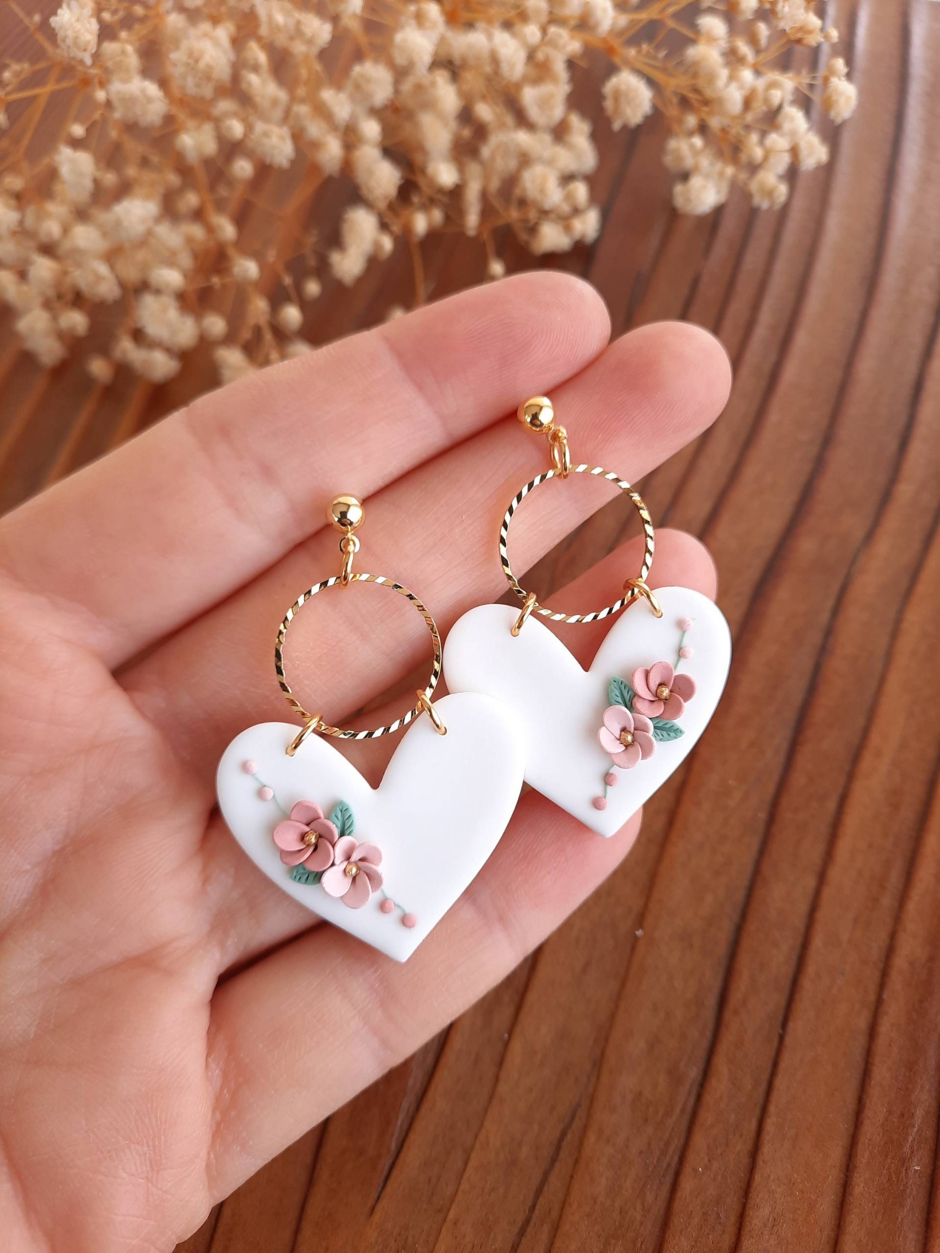 Handgemachte Herz Ohrringe Aus Polymer Clay von Viviendesignstudio