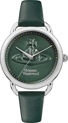 Vivienne Westwood Damen Quarzwerk Armbanduhr, 33.50mm GehäusegröÃŸe mit grün analog Zifferblatt und grün Leder Armband VV163SLGR von Vivienne Westwood