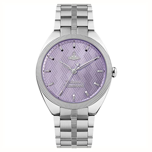 Vivienne Westwood Damen Keine Armbanduhr, 37.00mm GehäusegröÃŸe mit lila analog Zifferblatt und Silber Metallarmband Armband VV281PPSL von Vivienne Westwood