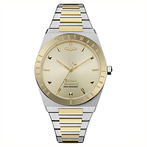 Vivienne Westwood Damen Quartz Armbanduhr, 34.00mm GehäusegröÃŸe mit champagnerfarben analog Zifferblatt und zweifarbig Metallarmband Armband VV244CPSG von Vivienne Westwood