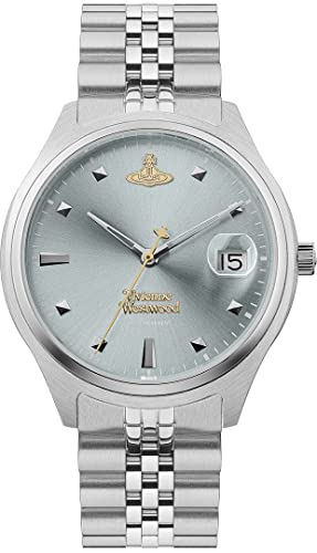 Vivienne Westwood Damen Quarzwerk Armbanduhr, 37.00mm Gehäusegröße mit blau analog Zifferblatt und Silber Metall Armband VV261LBLSL Vivienne Westwood Damen Quarzwerk Armbanduhr, 37.00mm Gehäusegröße mit blau analog Zifferblatt und Silber Metall Armband VV261LBLSL von Vivienne Westwood