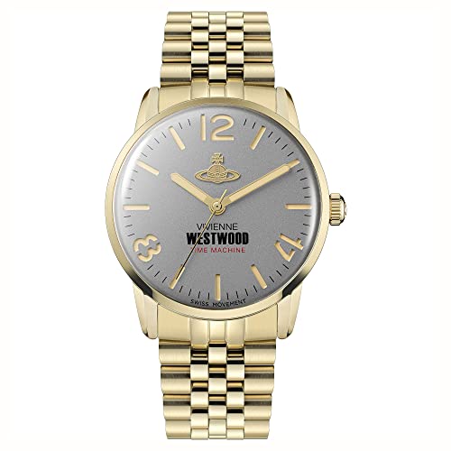 Vivienne Westwood Herren Keine Armbanduhr, 38.00mm GehäusegröÃŸe mit grau analog Zifferblatt und Gold Metallarmband Armband VV276CGGD von Vivienne Westwood