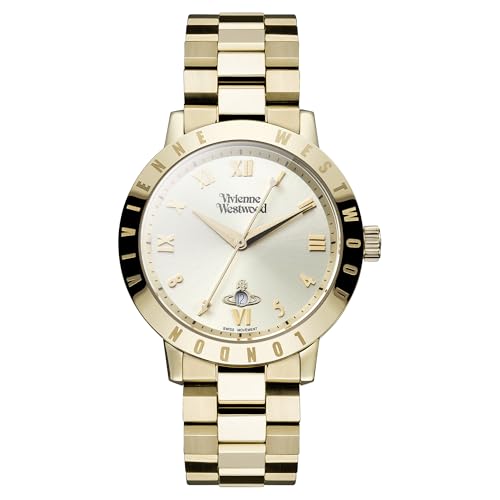 Vivienne Westwood Bloomsbury Damen Armbanduhr mit goldfarbenem Analog-Display und goldfarbenem Edelstahl-Armband VV152GDGD von Vivienne Westwood