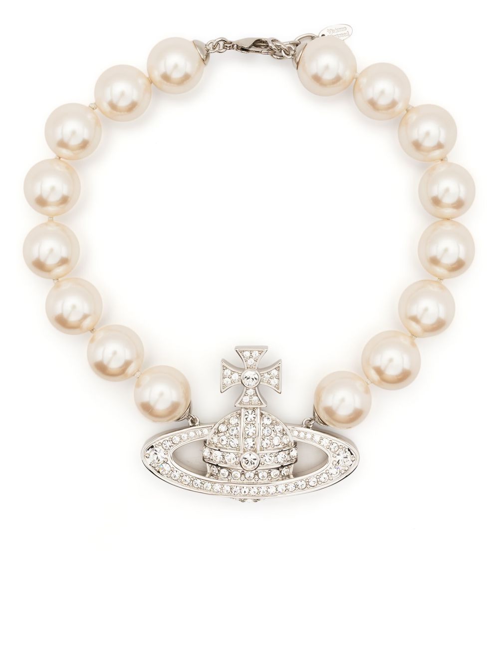 Vivienne Westwood Perlenkette mit Logo-Schild - Nude von Vivienne Westwood