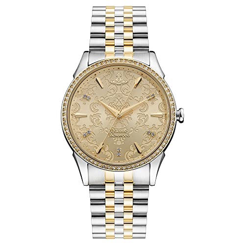 Vivienne Westwood Damen Quartz Armbanduhr, 38.00mm GehäusegröÃŸe mit Gold analog Zifferblatt und Two-Tone Gold Metallarmband Armband VV208CPSG von Vivienne Westwood