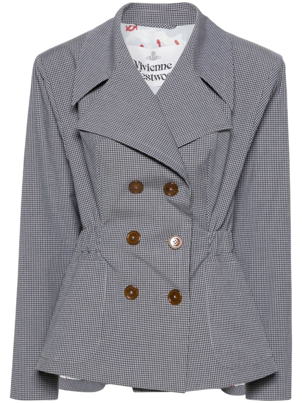 Vivienne Westwood Vichy-Karo-Blazer mit elastischer Taille - Schwarz von Vivienne Westwood