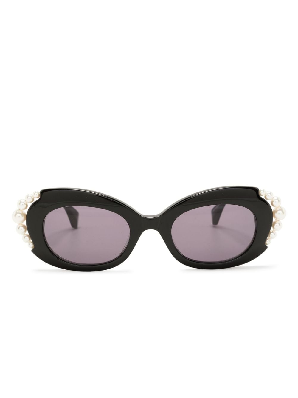 Vivienne Westwood pearl-detailing oval-frame sunglasses - Schwarz von Vivienne Westwood