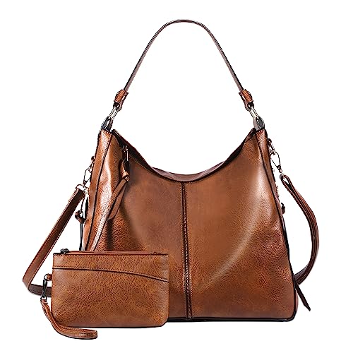 Viviheyday Handtaschen Damen Schultertaschen Groß Handtaschen Set Leder Shopper Lederimitat Umhängetasche Mit Geldbörse (Braun) von Viviheyday