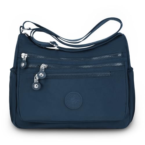 Viviheyday Schultertasche aus Wasserabweisendes Nylon,Multi-Pocket Casual Crossbody Tasche für Damen, lässige Segeltuch-Kuriertaschen (Saphirblau) von Viviheyday