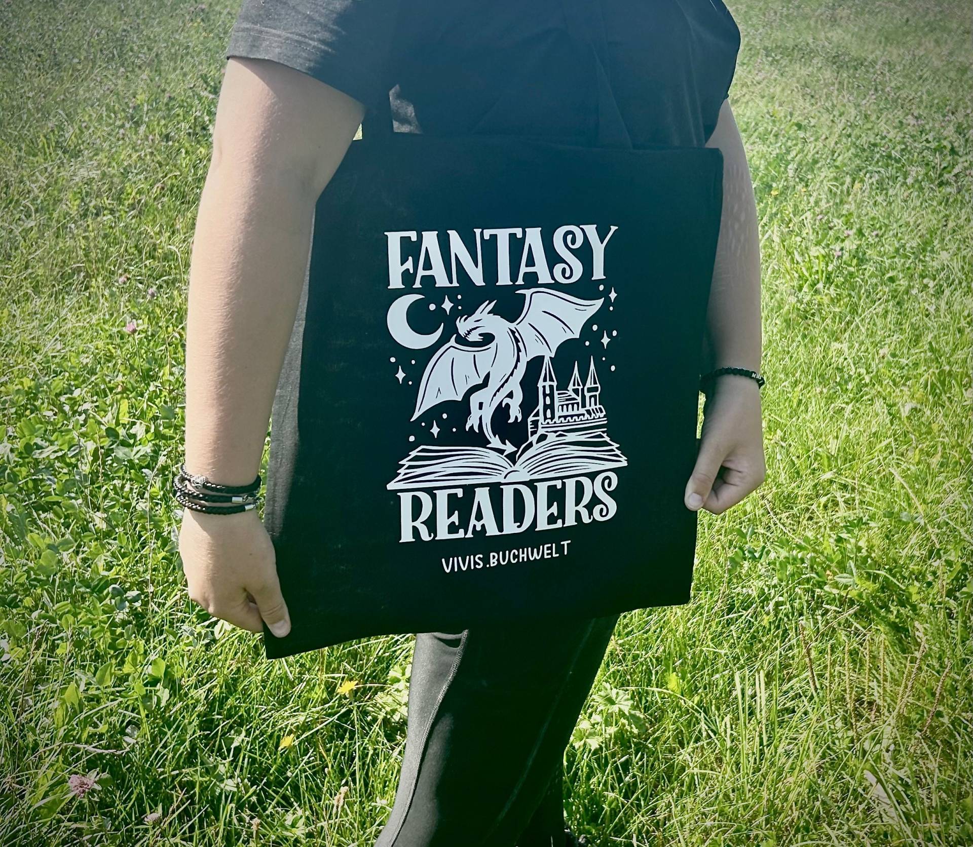 Tragetasche, Jutebeutel, Baumwollbeutel „Fantasy Readers" von Vivisbuchwelt