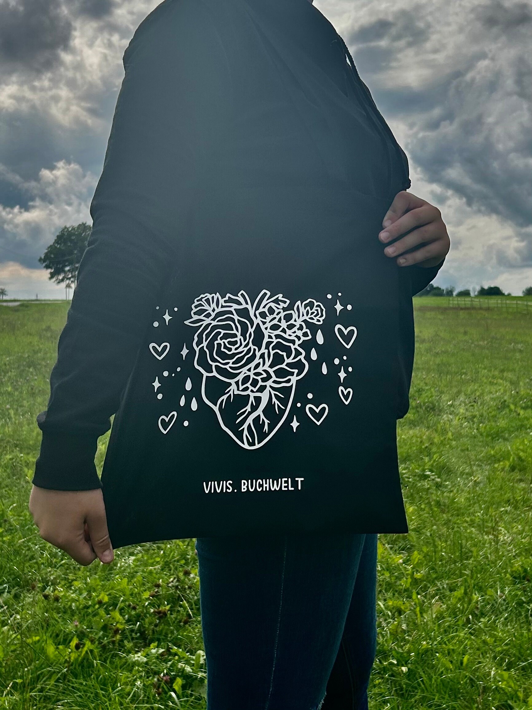 Tragetasche, Jutebeutel, Baumwolltasche „Herz" von Vivisbuchwelt