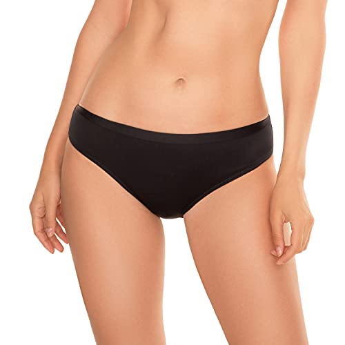 VIVISENCE Bikinislips Dame Bademode Musterlos Normaler Bund Setteil EU 3001, Schwarz,42 von VIVISENCE