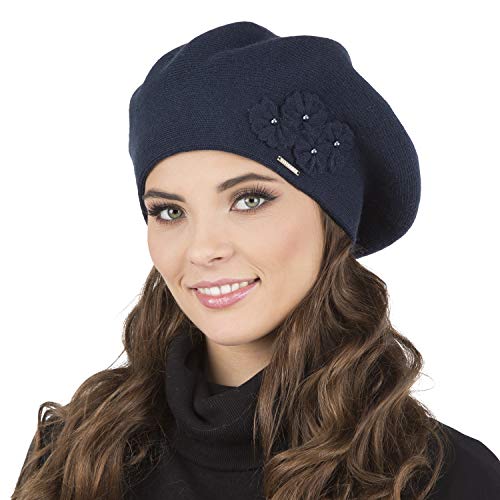 VIVISENCE Baskenmütze Damen Elegant Blume Warm Herbst Winter Accessoire 7006, Dunkelblau,Einheitsgröße VIVISENCE Baskenmütze Damen Elegant Blume Warm Herbst Winter Accessoire 7006, Dunkelblau,Einheitsgröße von VIVISENCE