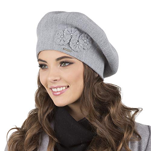 VIVISENCE Baskenmütze Damen Elegant Blume Warm Herbst Winter Accessoire 7006, Hellgrau,Einheitsgröße VIVISENCE Baskenmütze Damen Elegant Blume Warm Herbst Winter Accessoire 7006, Hellgrau,Einheitsgröße von VIVISENCE
