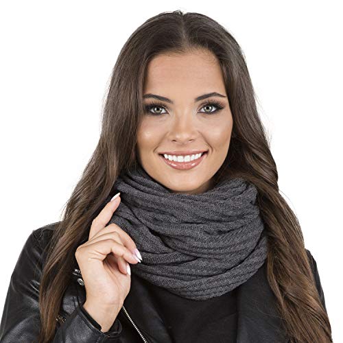 VIVISENCE Damen Winter Loop Schal Aus Modischer Gemütlich Wärmendem Garn Doppelt Um Den Hals Tragbar Wintertage Frauen Elegante Und Sportliche Outfits Winter Herbst Modell, Dunkelgrau,Einheitsgröße VIVISENCE Damen Winter Loop Schal Aus Modischer Gemütlich Wärmendem Garn Doppelt Um Den Hals Tragbar Wintertage Frauen Elegante Und Sportliche Outfits Winter Herbst Modell, Dunkelgrau,Einheitsgröße von VIVISENCE