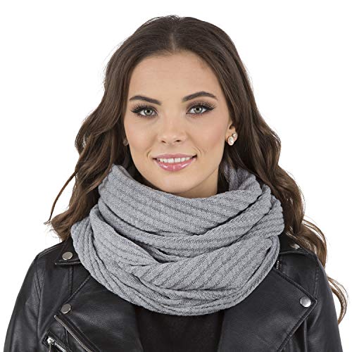 VIVISENCE Damen Winter Loop Schal Warm Und Bequem Halsbedeckung Für Herbst Und Winter Warm Dick Schal, Klassisch Winterschal Für Frauen, Hergestellt In Der EU, Hellgrau von VIVISENCE