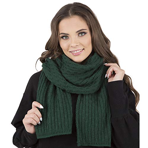 VIVISENCE Damen Winter Schal Warm Und Bequem Halsbedeckung Für Herbst Und Winter Warm Dick Schal, Klassisch Winterschal Für Frauen, Hergestellt In Der EU, Grün von VIVISENCE