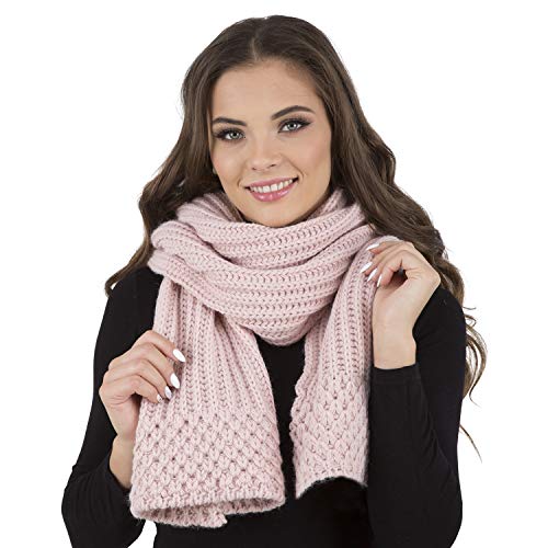 VIVISENCE Damen Winter Schal Warm Und Bequem Halsbedeckung Für Herbst Und Winter Warm Dick Schal, Klassisch Winterschal Für Frauen, Hergestellt In Der EU, Rosa von VIVISENCE