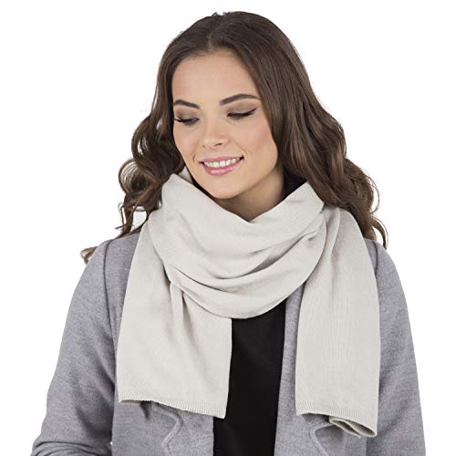 VIVISENCE Damen Winter Schal Aus Modischer Gemütlich Wärmendem Garn Mit Dekorativer Bindung Für Kalte Wintertage Frauen Elegante Und Sportliche Outfits Winter Herbst Modell 7102, Beige,Einheitsgröße von VIVISENCE