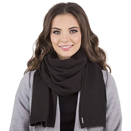 Vivisence Damen Winter Schal Aus Modischer Gemütlich Wärmendem Garn Mit Dekorativer Bindung Für Kalte Wintertage Frauen Elegante Und Sportliche Outfits Winter Herbst Modell 7102, Schwarz,Einheitsgröße von VIVISENCE